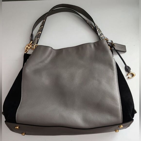 COACH Dalton Exotic Snakeprint Suede Leather Shoulder Bag - Picture 2 of 12